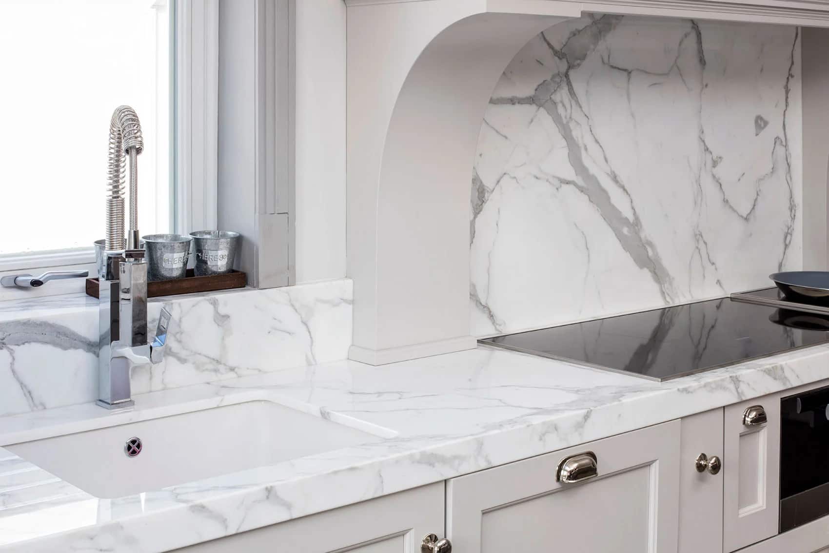Naas, Calacatta Extra Marble detail, fabricated and installed by Miller Brothers Stone, Naas, Co. Kildare