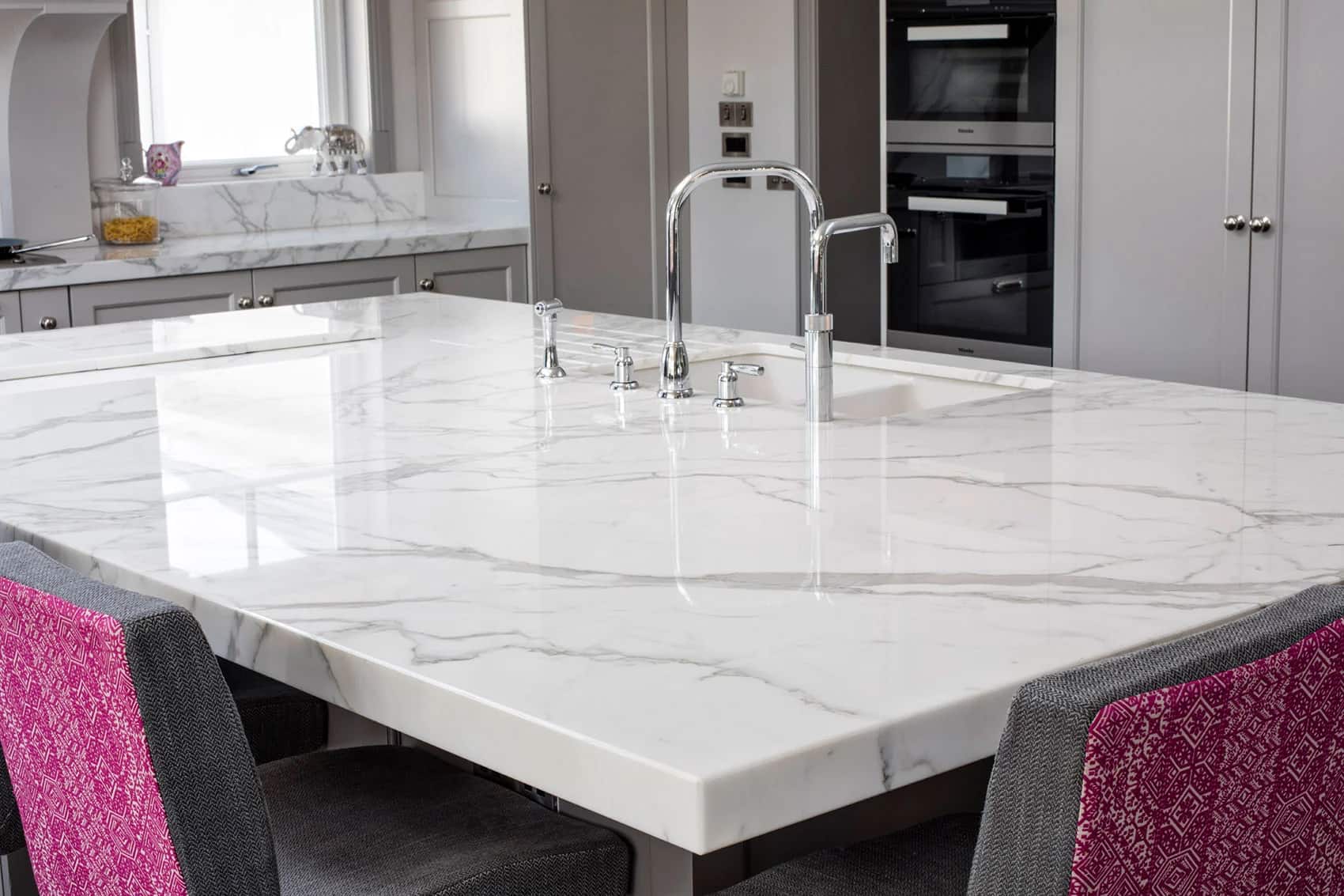Naas, Calacatta Extra Marble detail, fabricated and installed by Miller Brothers Stone, Naas, Co. Kildare