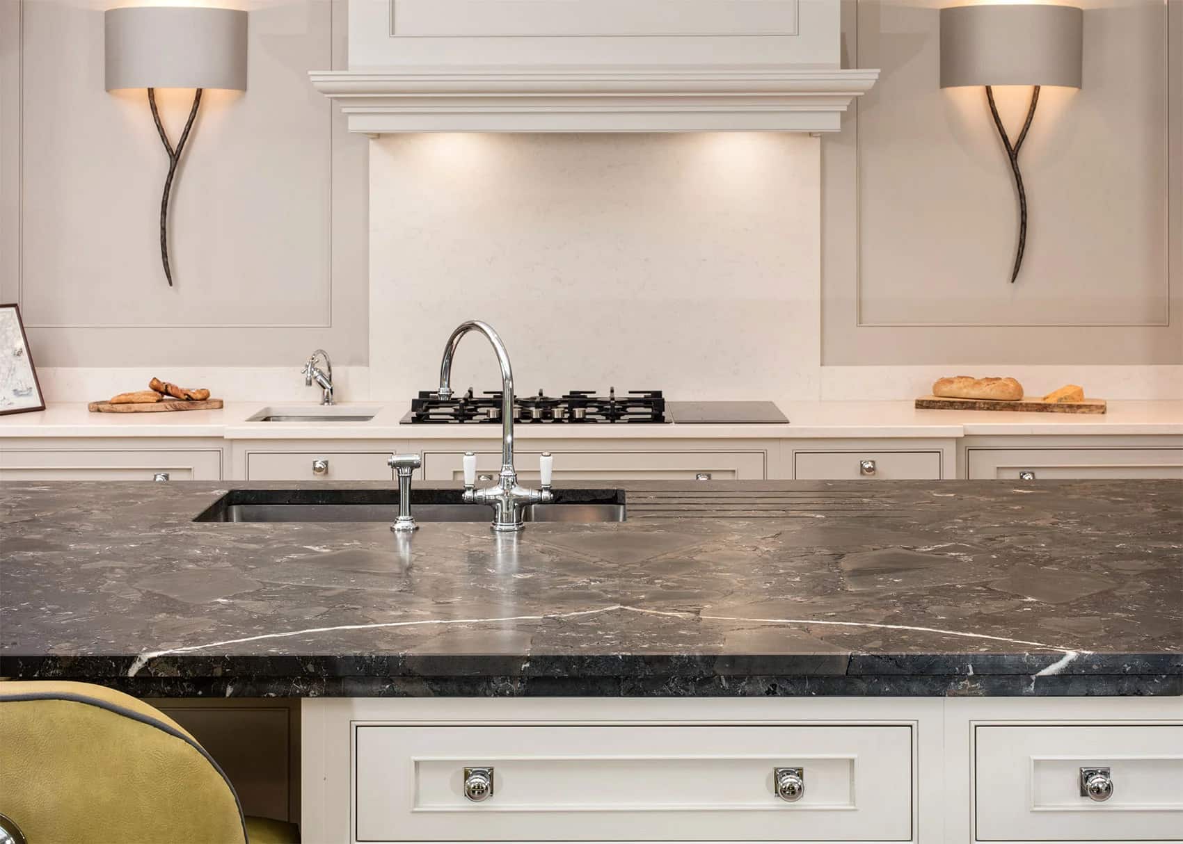Clontarf, Juraissic Brown Quartzite detail, fabricated and installed by Miller Brothers Stone, Clontarf, Dublin