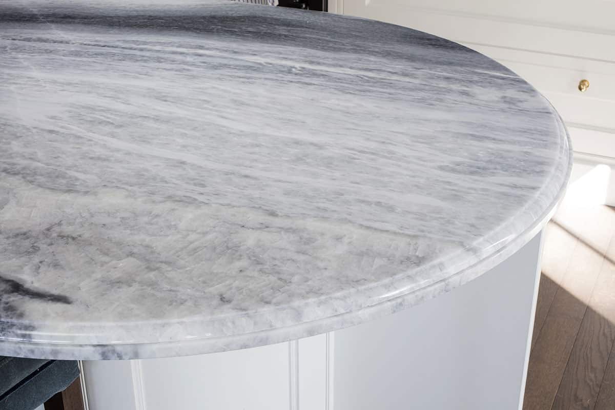 Blue Knight Tones, Calacatta Marble detail, fabricated and installed by Miller Brothers Stone, Dublin 13