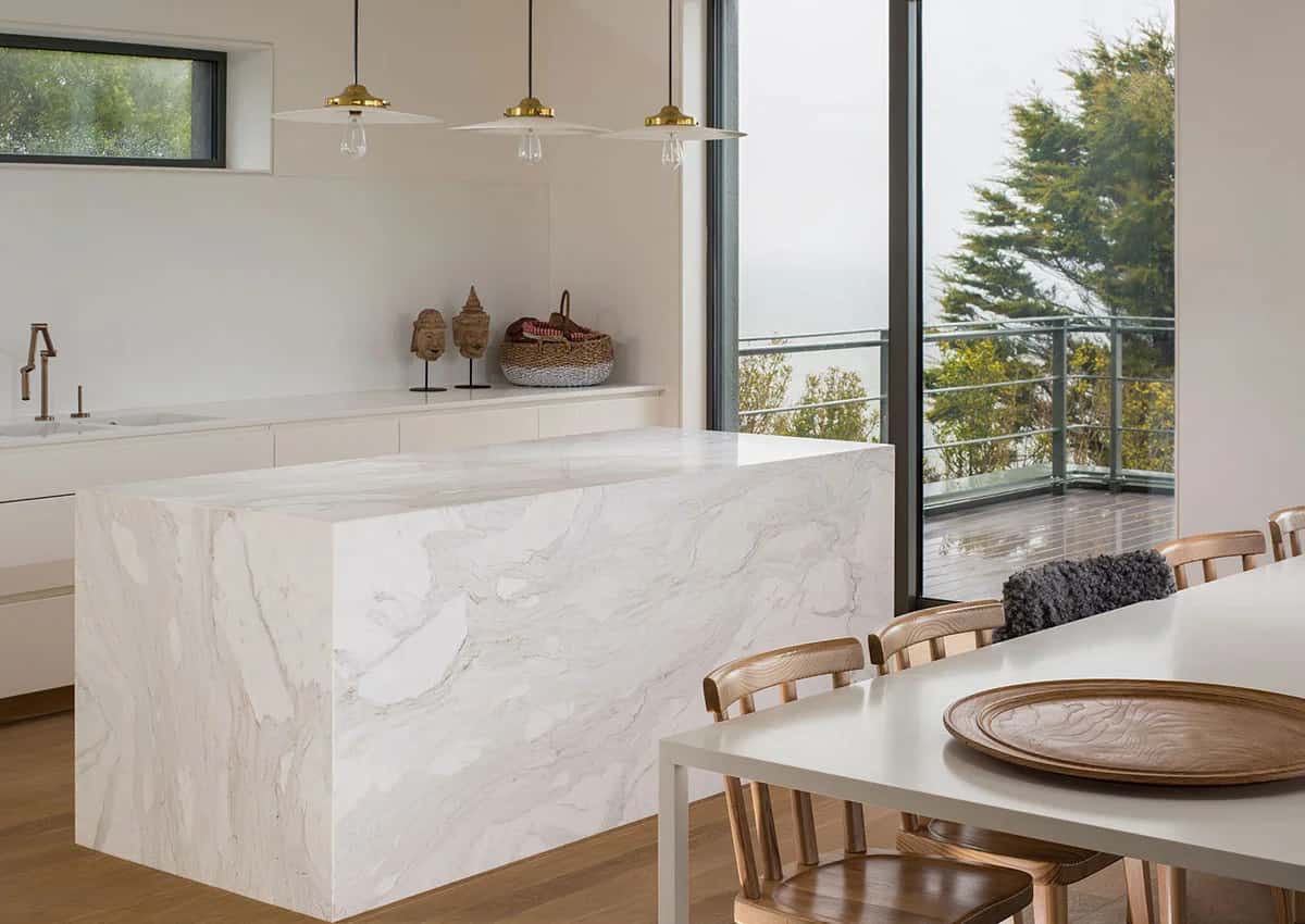 Calacatta Marble kitchen by Miller Brothers Stone, One-Of-A-Kind Island, Co. Wexford