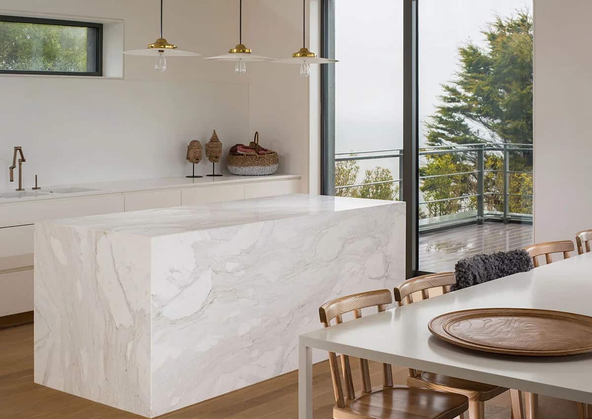 Calacatta Marble kitchen by Miller Brothers Stone, One-Of-A-Kind Island, Co. Wexford