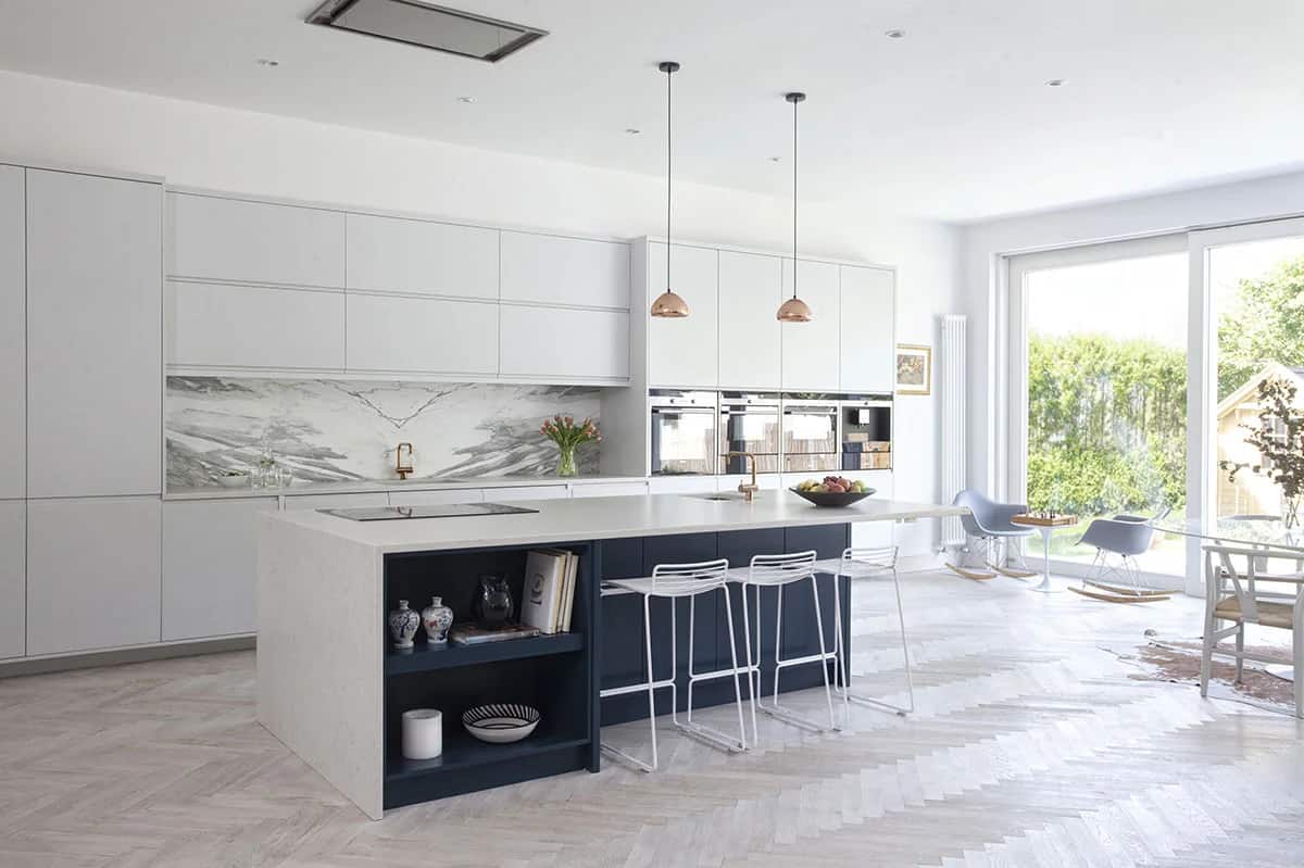 Light & Simple, Calacatta Marble detail, fabricated and installed by Miller Brothers Stone, Countryside, north of Dublin