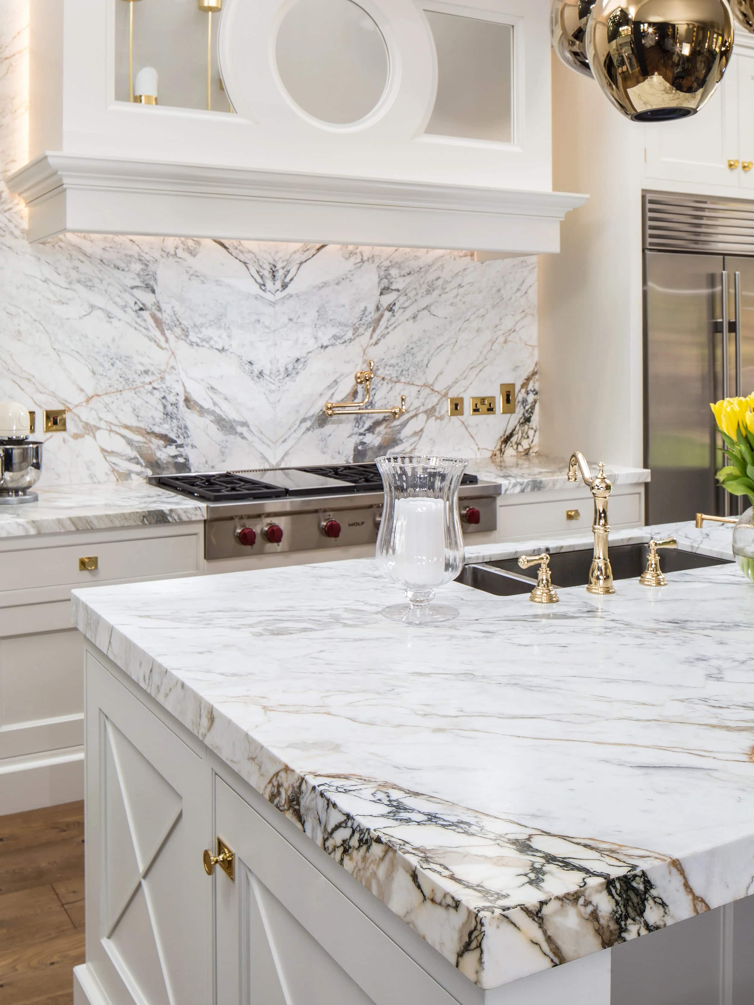 Timeless Beauty, Calacatta Paonazzo Marble detail, fabricated and installed by Miller Brothers Stone, One of Dublin's finest residential roads